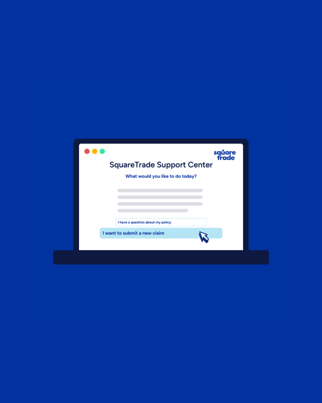 Laptop som visar webbplatsen för SquareTrades supportcenter